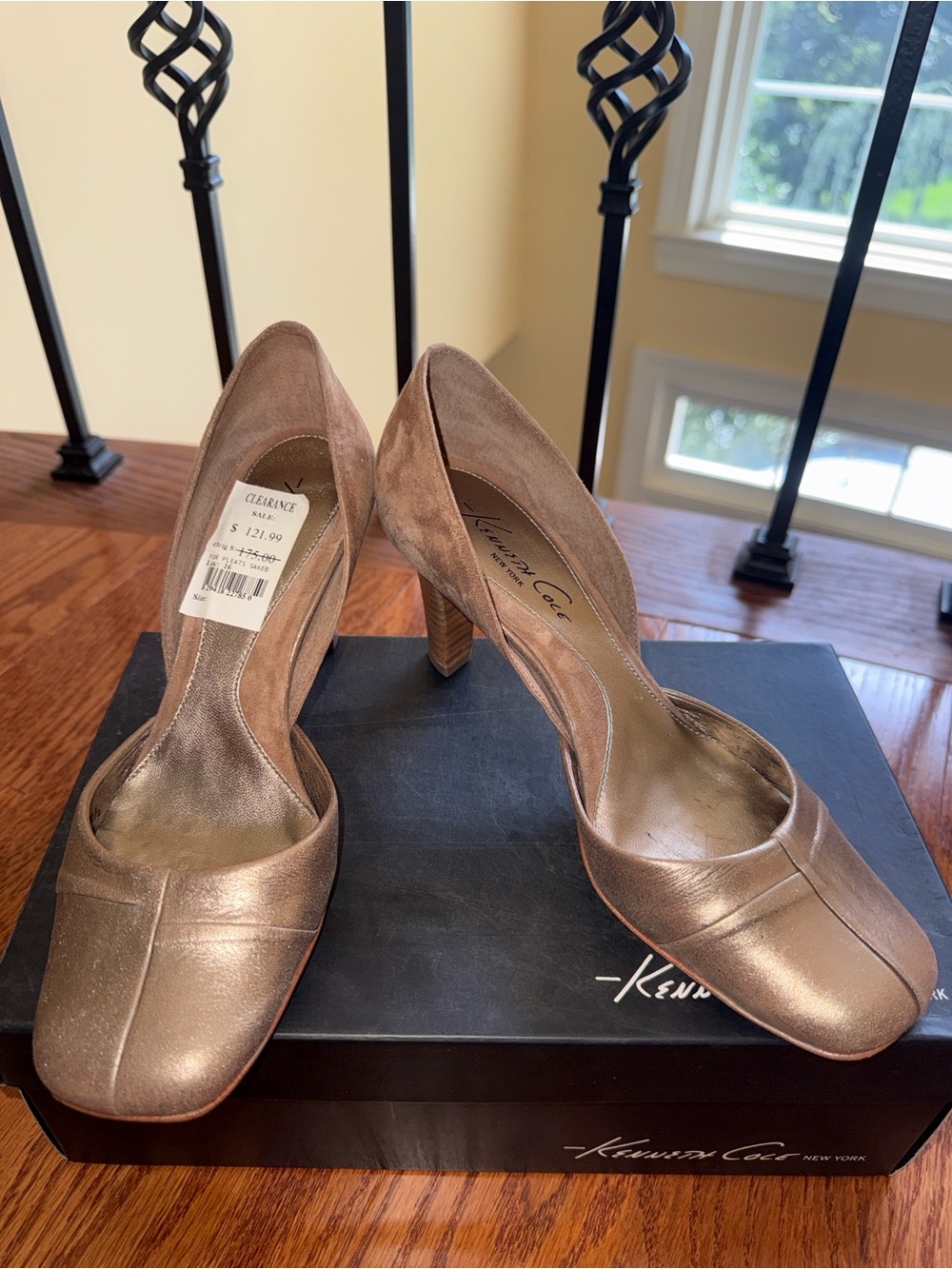 Kenneth Cole Metallic Taupe Leather Heels